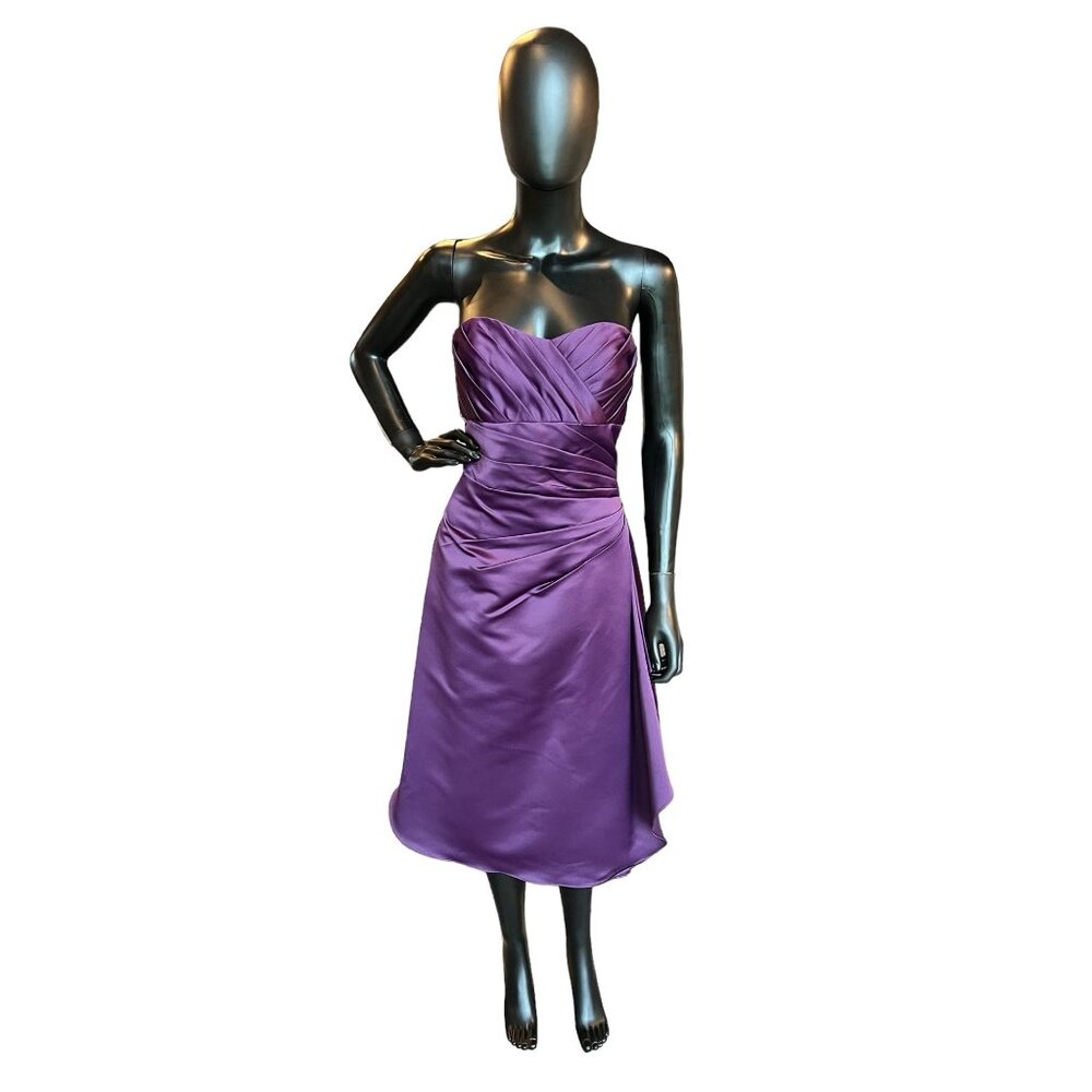 Purple Satin Cocktail Mid-Length Dress